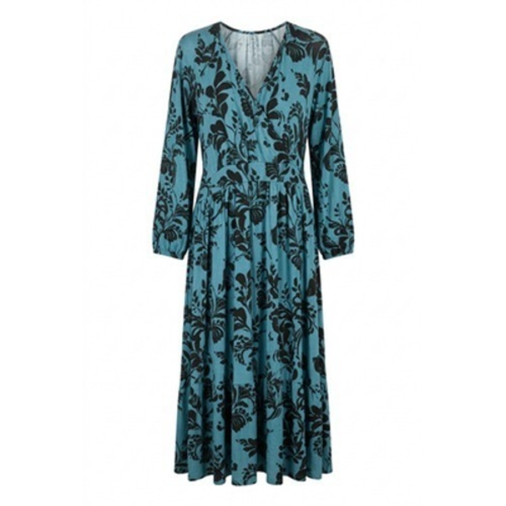 Soft Surroundings Dress Women XL Blue Floral‎ Maxi Wrap Jersey Boho Casual